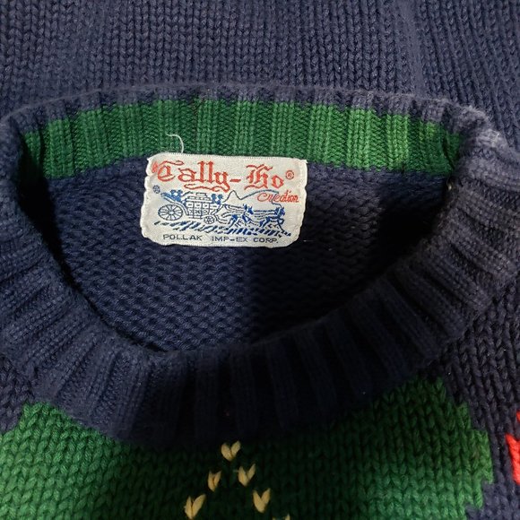Vintage Tally Ho Argyle knit 100% Cotton sweater soft comfortable warm XL - Picture 4 of 7
